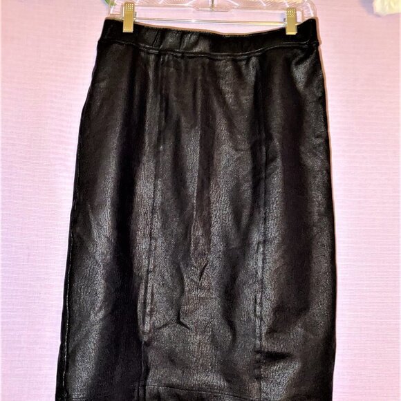 NWT CALLIE LIVES SIZE MEDIUM BLACK MIDI/MAXI LOOKS LIKE LEATHER SHINY SKIRT - Picture 3 of 9